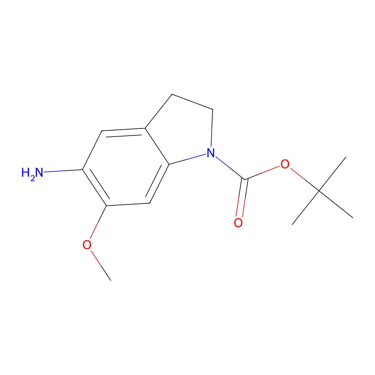 Tert-butyl 5-amino-6-methoxyindoline-1-carboxylate molecular structure, CAS 1888732-14-6