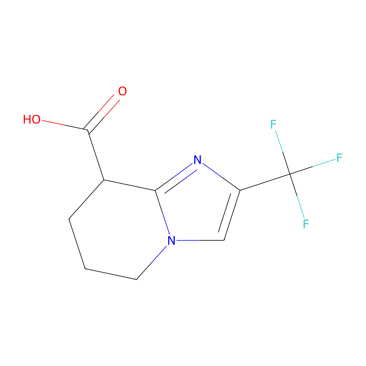 2-(trifluoromethyl)-5H,6H,7H,8H-imidazo[1,2-a]pyridine-8-carboxylic acid molecular structure, CAS 1888739-73-8