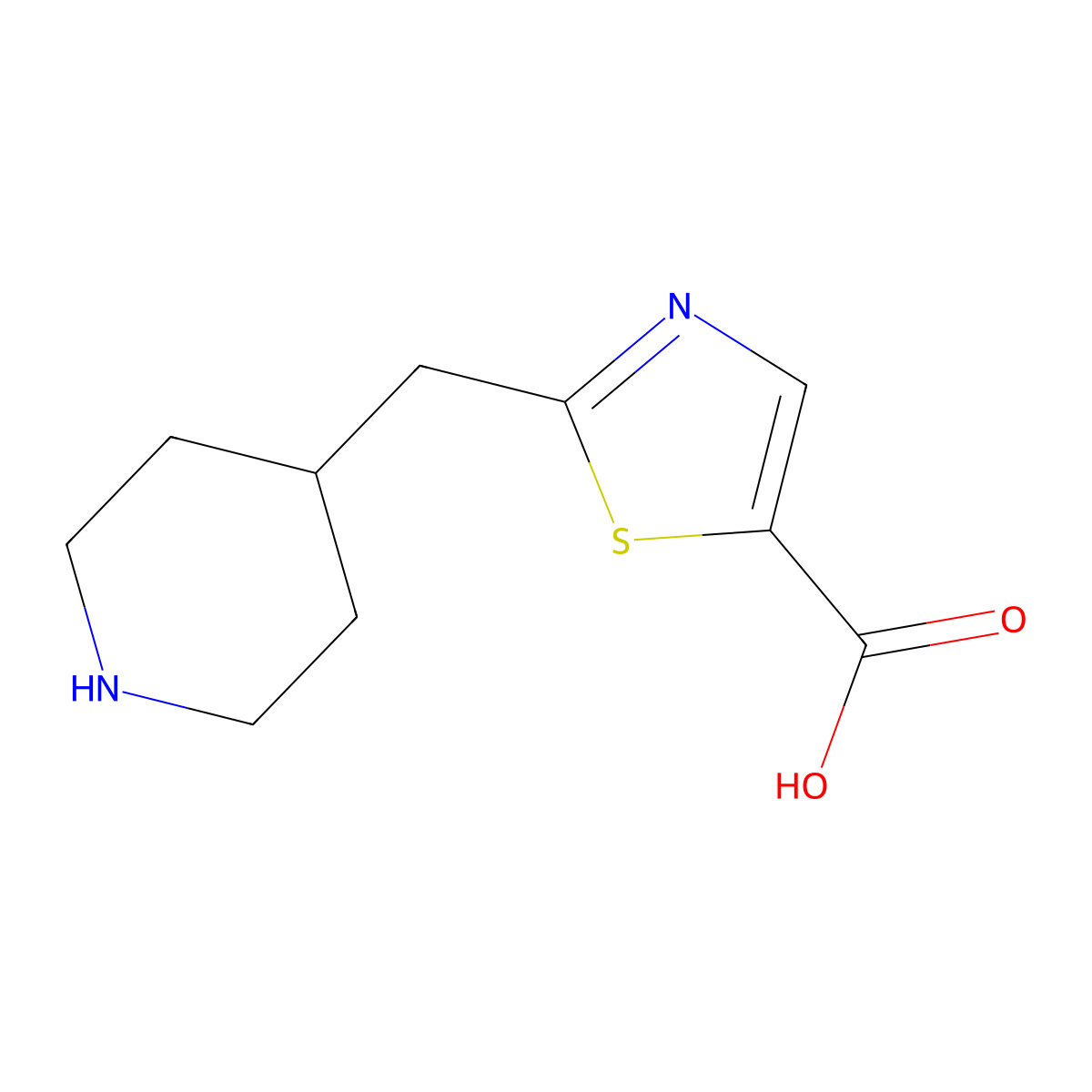 2-[(Piperidin-4-yl)methyl]-1,3-thiazole-5-carboxylic acid molecular structure, CAS 1888747-74-7