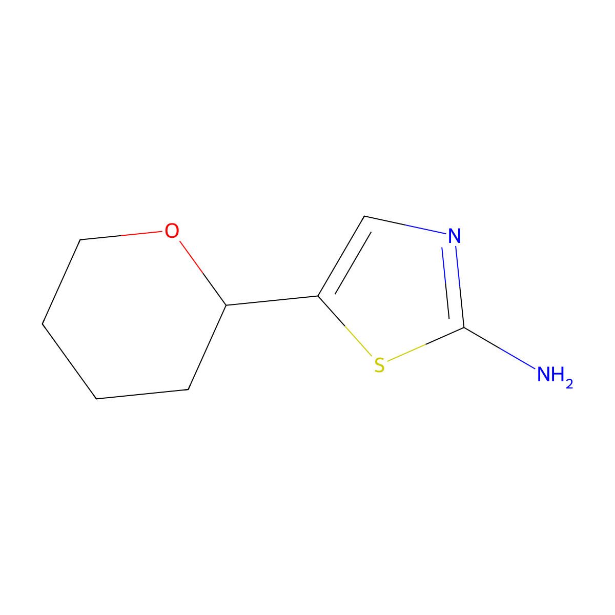 5-(Oxan-2-yl)-1,3-thiazol-2-amine molecular structure, CAS 1888755-46-1