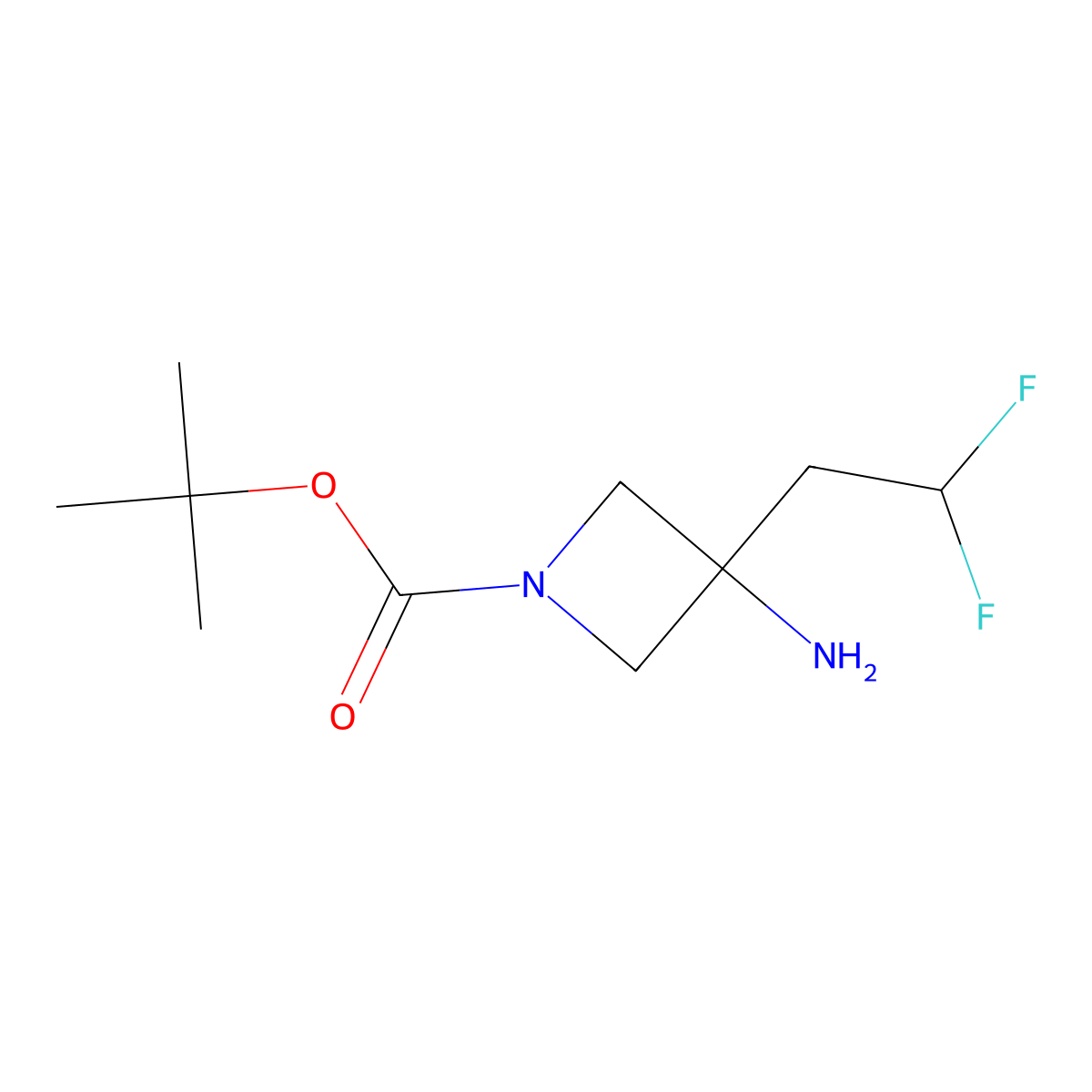 Tert-butyl 3-amino-3-(2,2-difluoroethyl)azetidine-1-carboxylate molecular structure, CAS 1888759-82-7