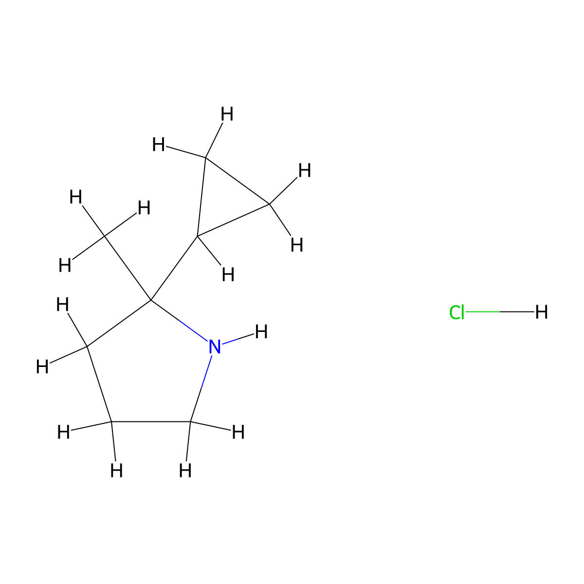 2-Cyclopropyl-2-methylpyrrolidine hydrochloride molecular structure, CAS 1888782-93-1