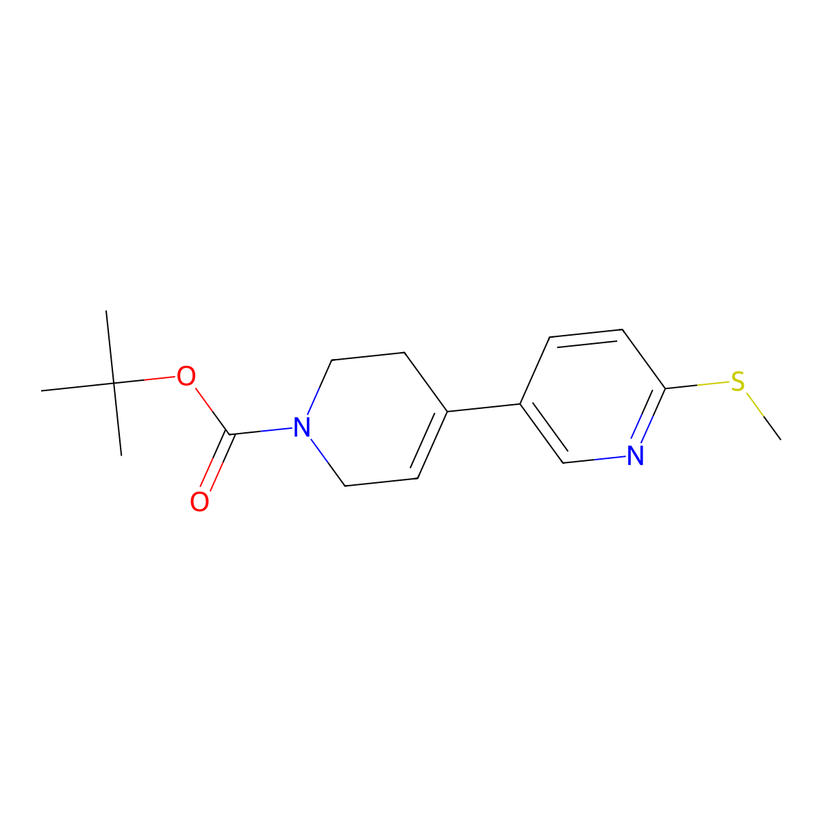tert-butyl 6-(methylthio)-3',6'-dihydro-[3,4'-bipyridine]-1'(2'H)-carboxylate molecular structure, CAS 188879-14-3