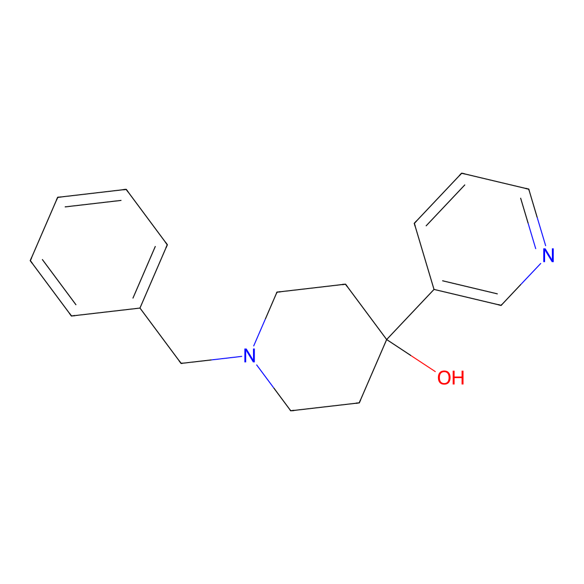 1-Benzyl-4-(pyridin-3-YL)piperidin-4-OL molecular structure, CAS 188879-36-9