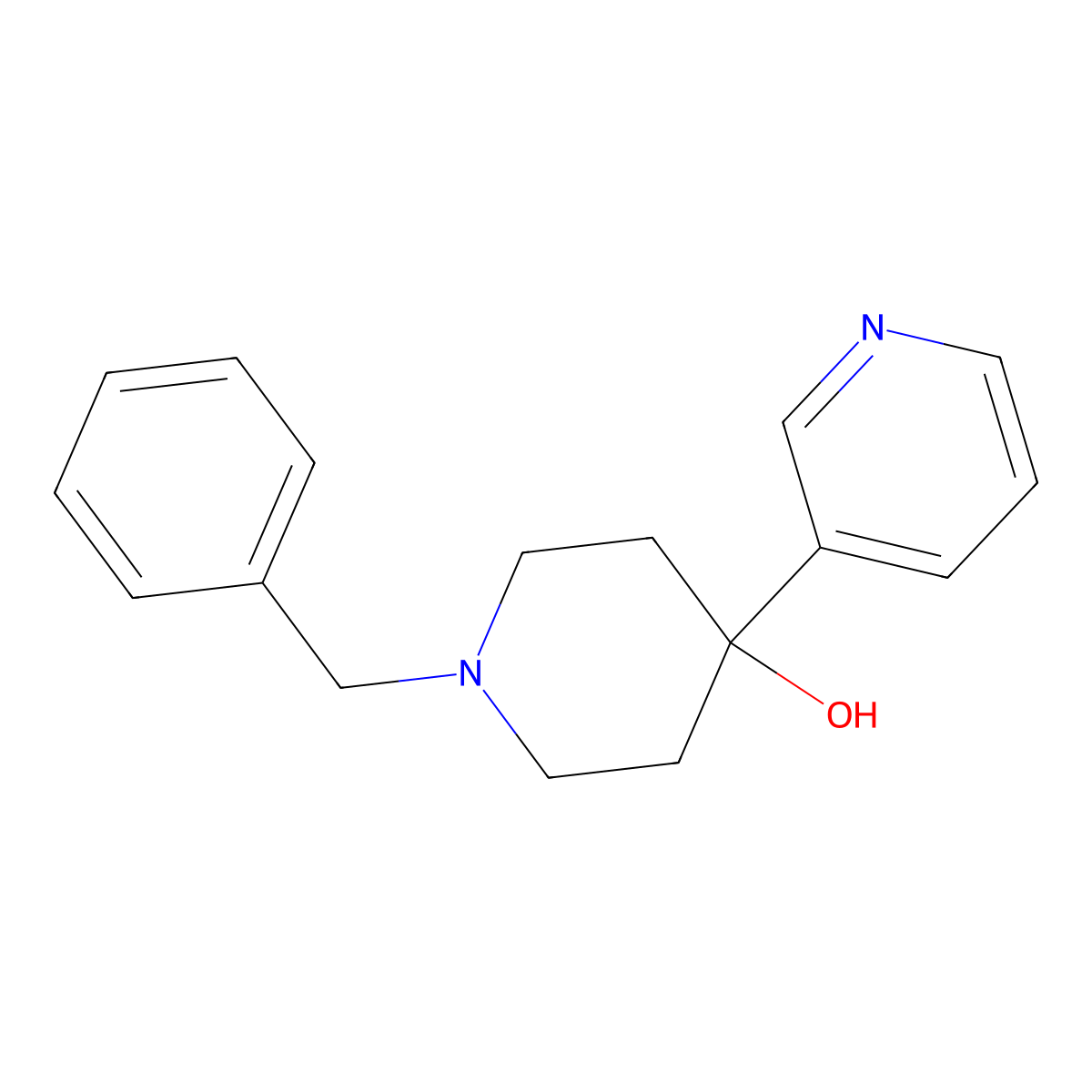 1-Benzyl-4-(pyridin-3-YL)piperidin-4-OL molecular structure, CAS 188879-36-9