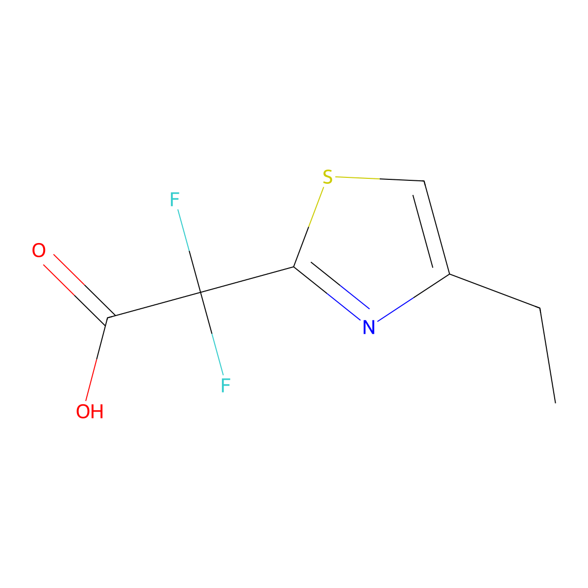 2-(4-Ethyl-1,3-thiazol-2-yl)-2,2-difluoroaceticacid molecular structure, CAS 1888803-08-4