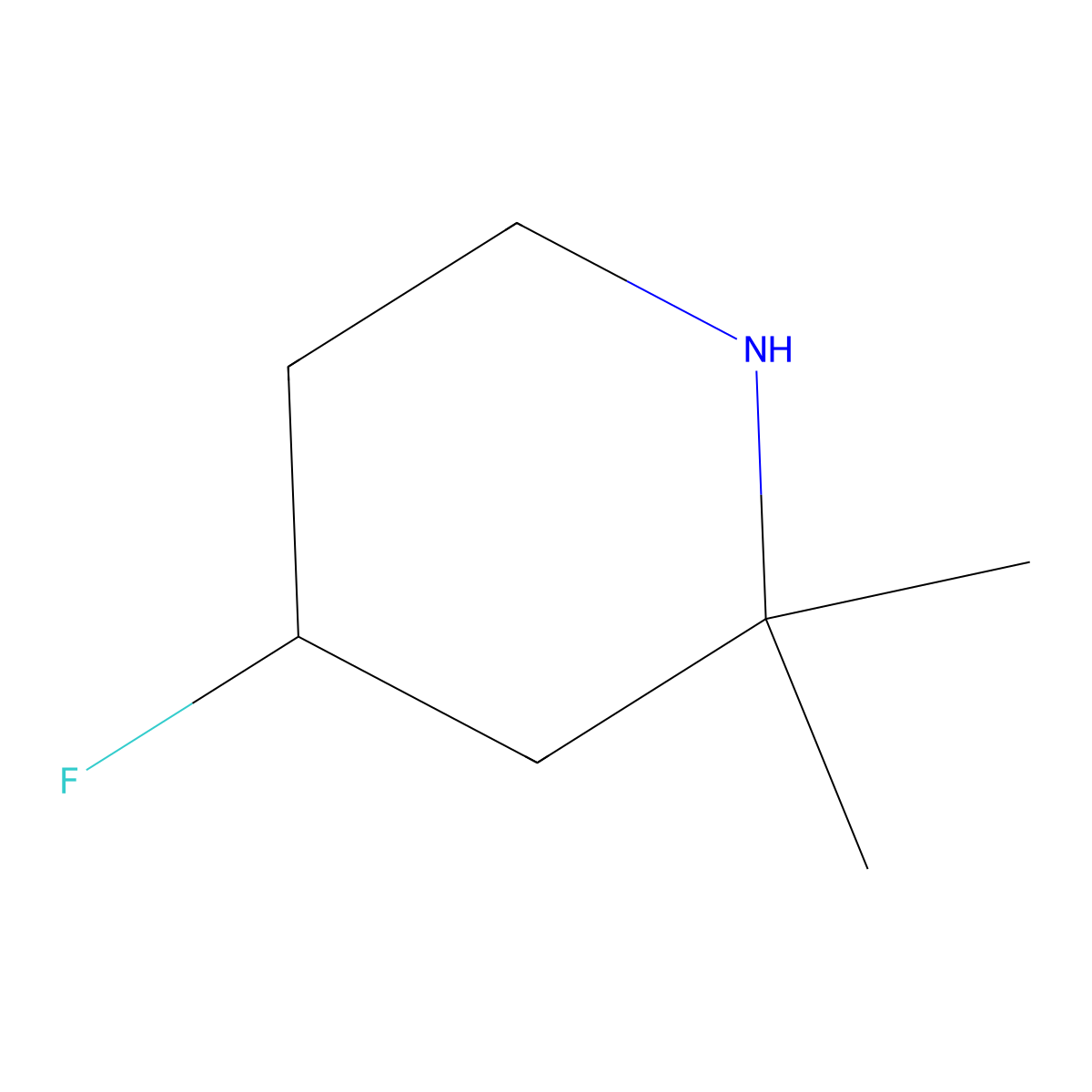 4-Fluoro-2,2-dimethylpiperidine molecular structure, CAS 1888804-40-7