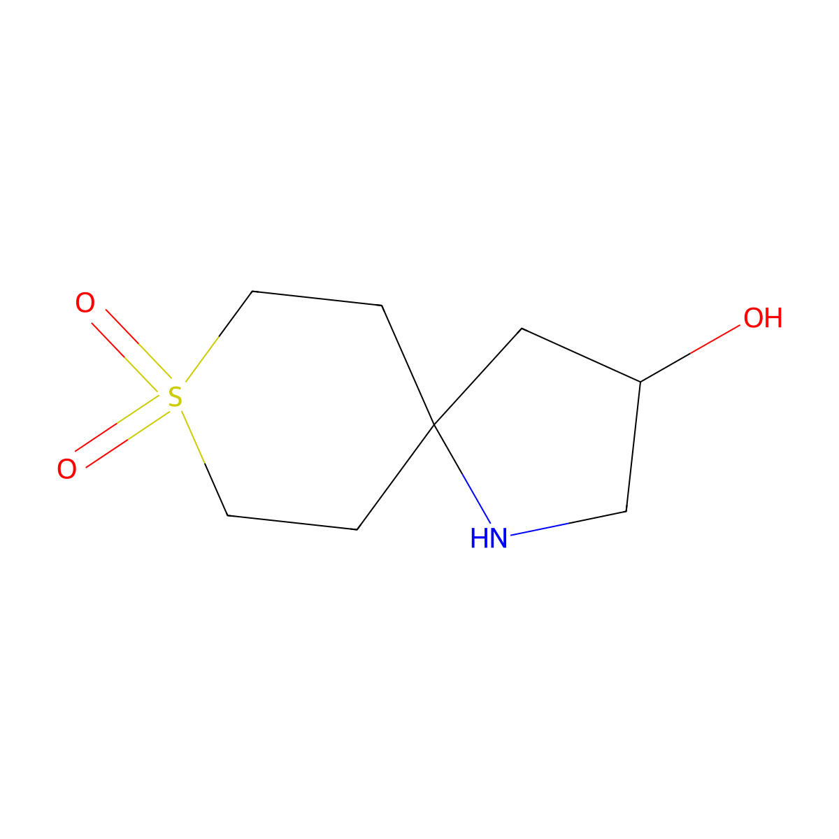 3-Hydroxy-8lambda6-thia-1-azaspiro[4.5]decane-8,8-dione molecular structure, CAS 1888807-15-5