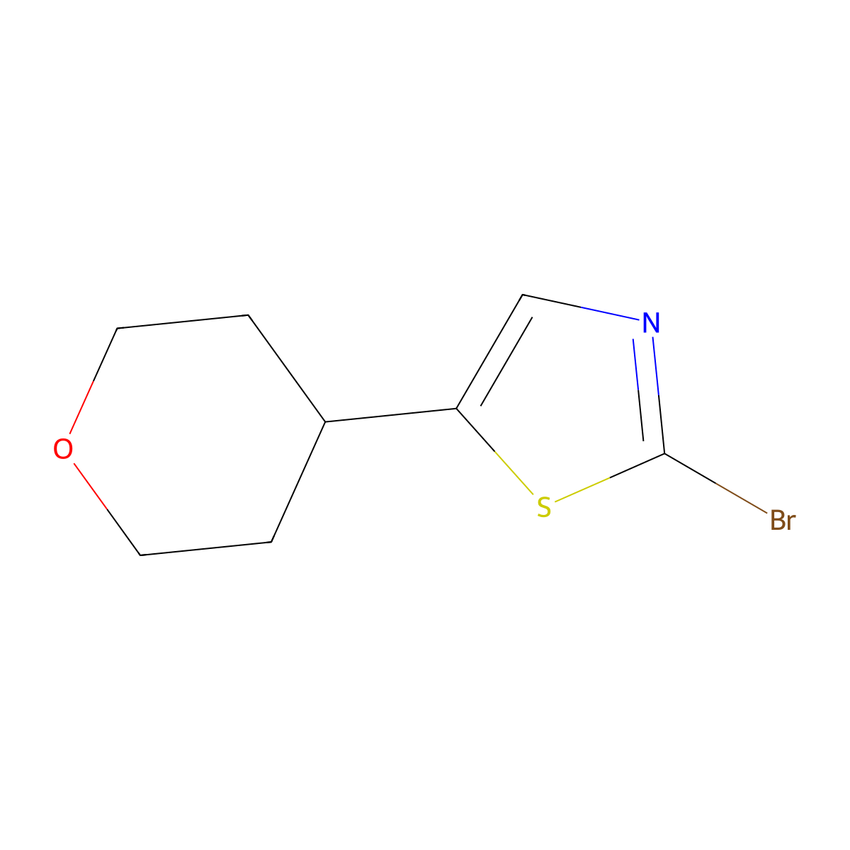 2-Bromo-5-(oxan-4-yl)-1,3-thiazole molecular structure, CAS 1888810-33-0