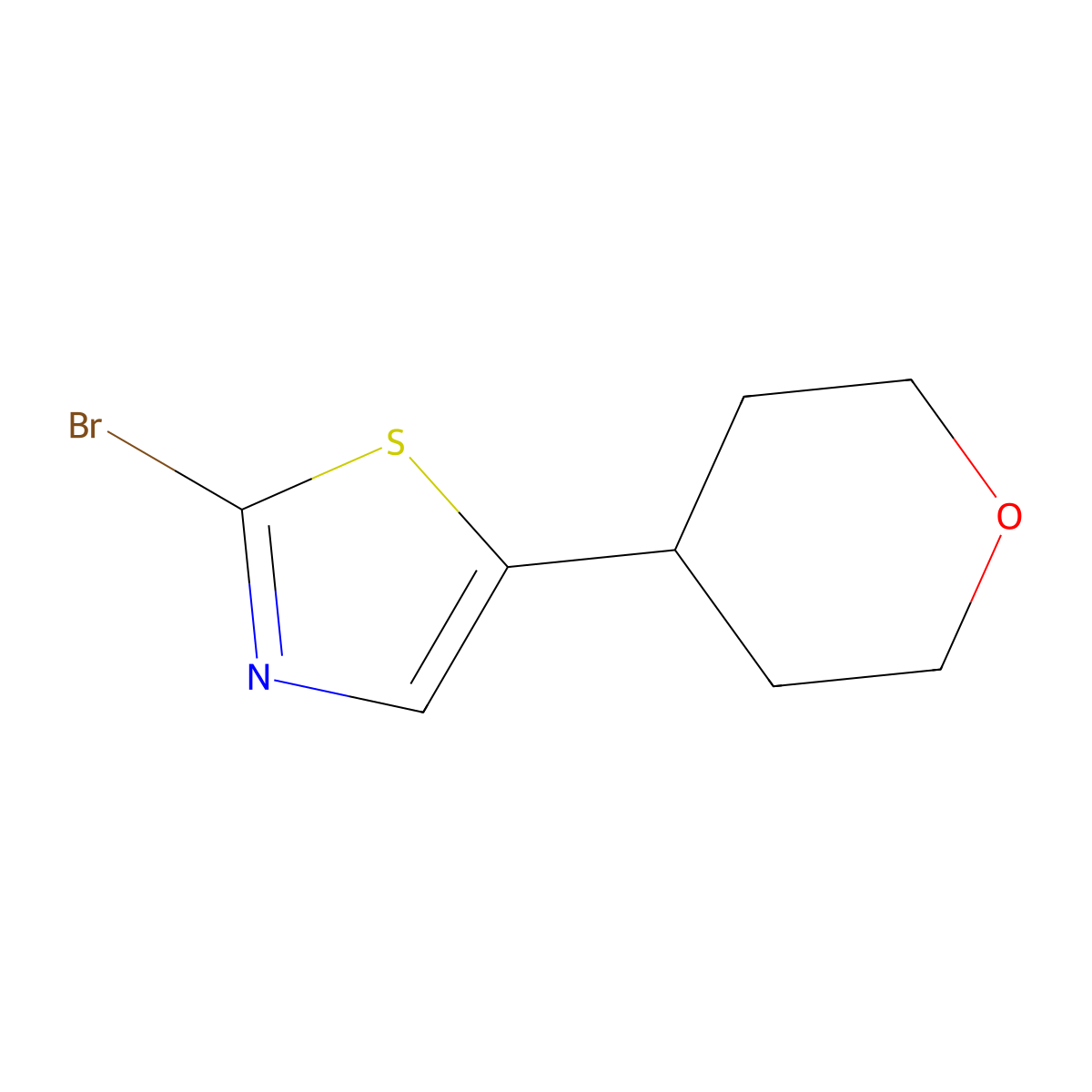 2-Bromo-5-(oxan-4-yl)-1,3-thiazole molecular structure, CAS 1888810-33-0