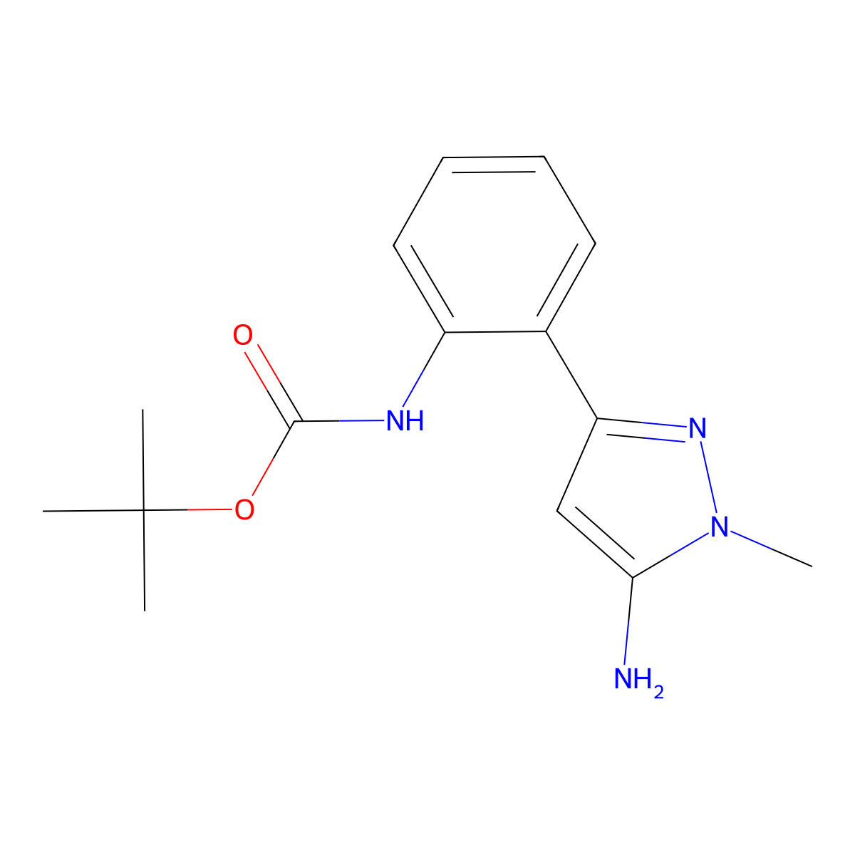tert-butyl N-[2-(5-amino-1-methyl-1H-pyrazol-3-yl)phenyl]carbamate molecular structure, CAS 1888819-99-5
