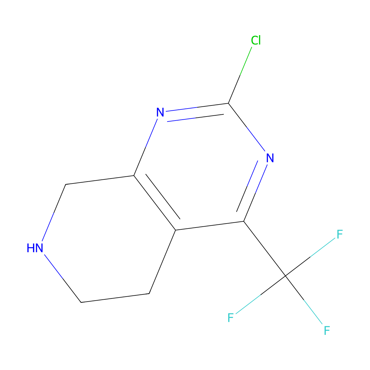 2-chloro-4-(trifluoromethyl)-5H,6H,7H,8H-pyrido[3,4-d]pyrimidine molecular structure, CAS 1888839-13-1