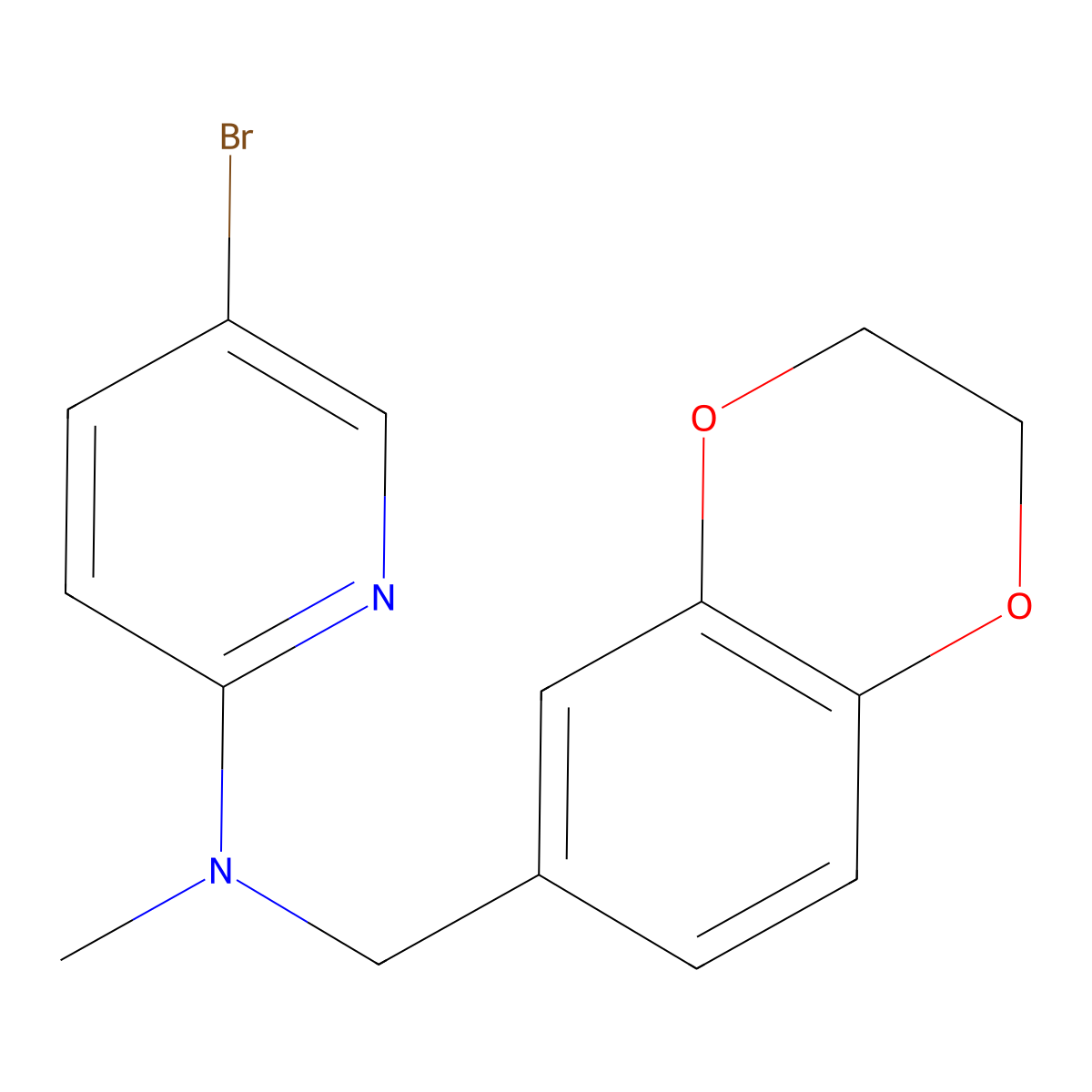 5-bromo-N-[(2,3-dihydro-1,4-benzodioxin-6-yl)methyl]-N-methylpyridin-2-amine molecular structure, CAS 1888875-02-2