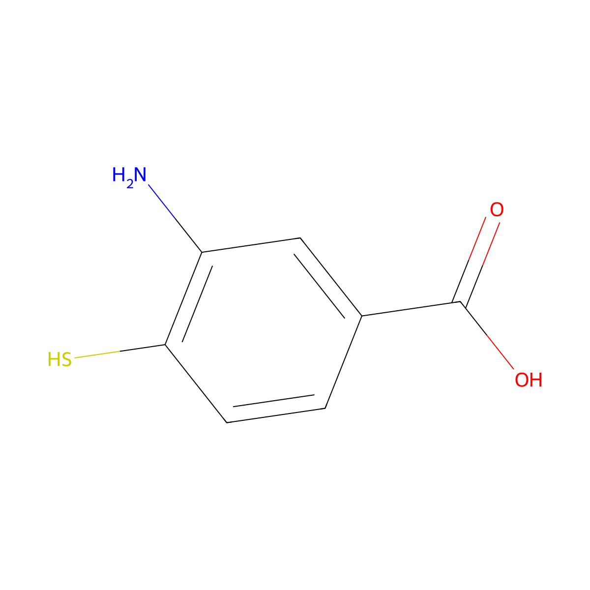3-Amino-4-mercaptobenzoic acid molecular structure, CAS 18889-18-4
