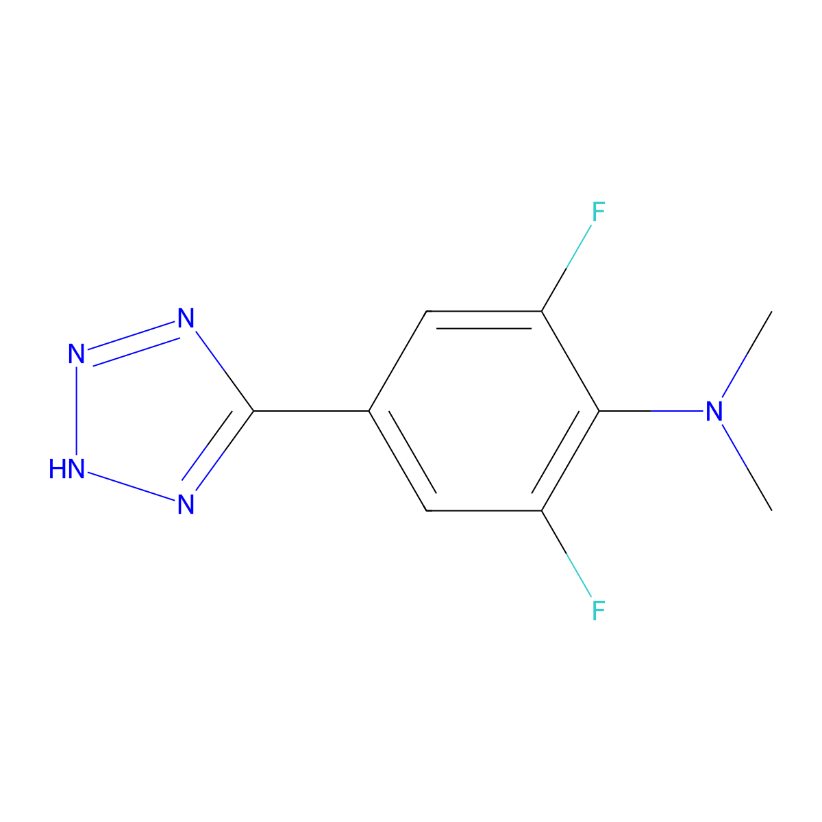 2,6-Difluoro-N,N-dimethyl-4-(2H-tetrazol-5-yl)benzenamine molecular structure, CAS 188890-73-5