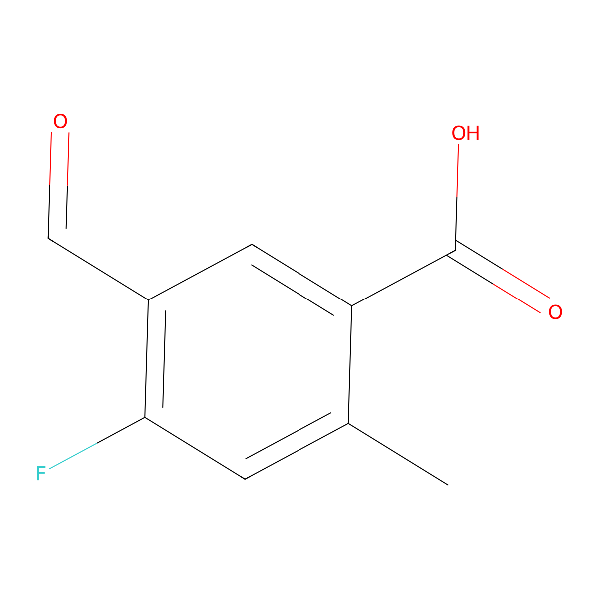 4-Fluoro-5-formyl-2-methylbenzoic acid molecular structure, CAS 1888903-89-6