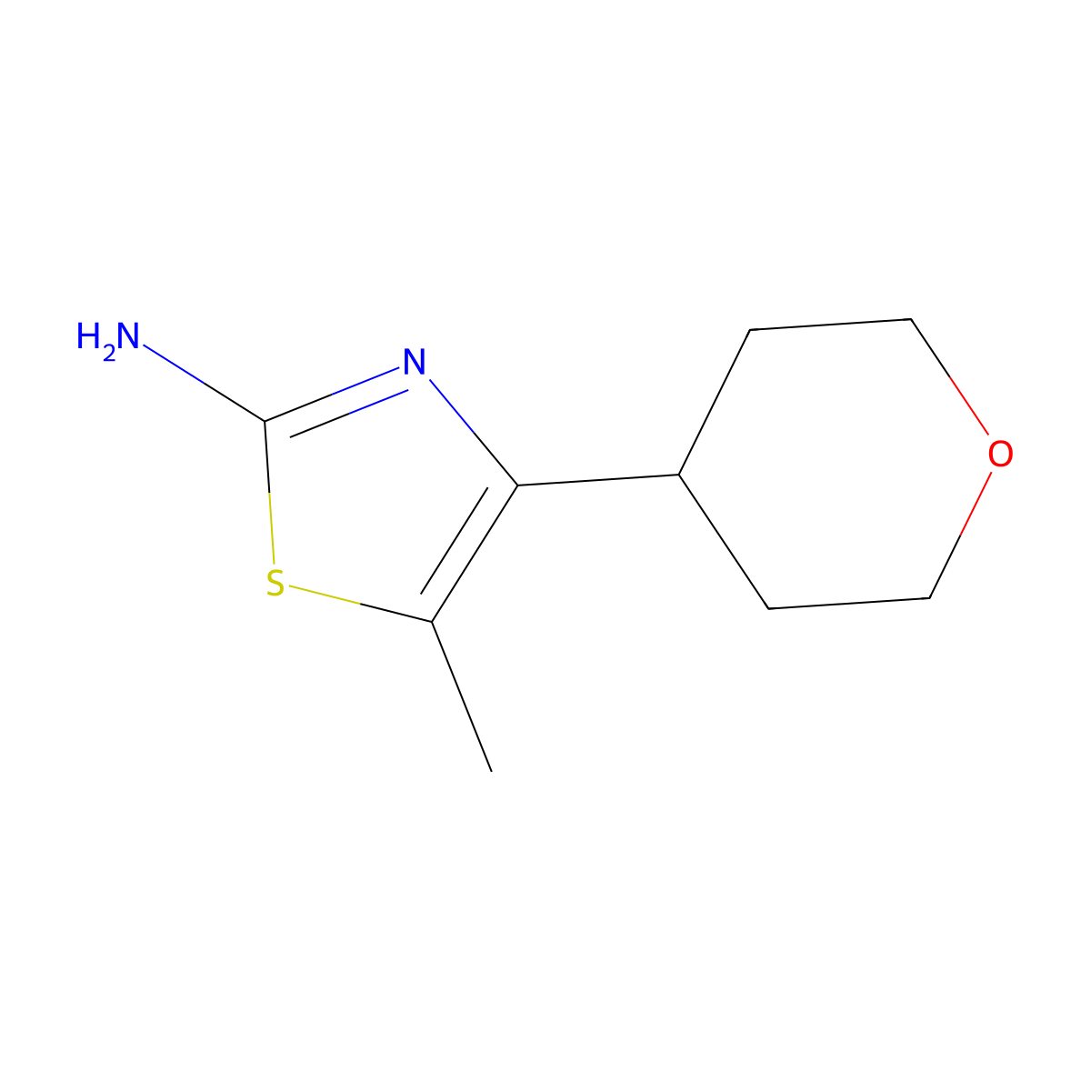 5-Methyl-4-(oxan-4-yl)-1,3-thiazol-2-amine molecular structure, CAS 1888919-43-4