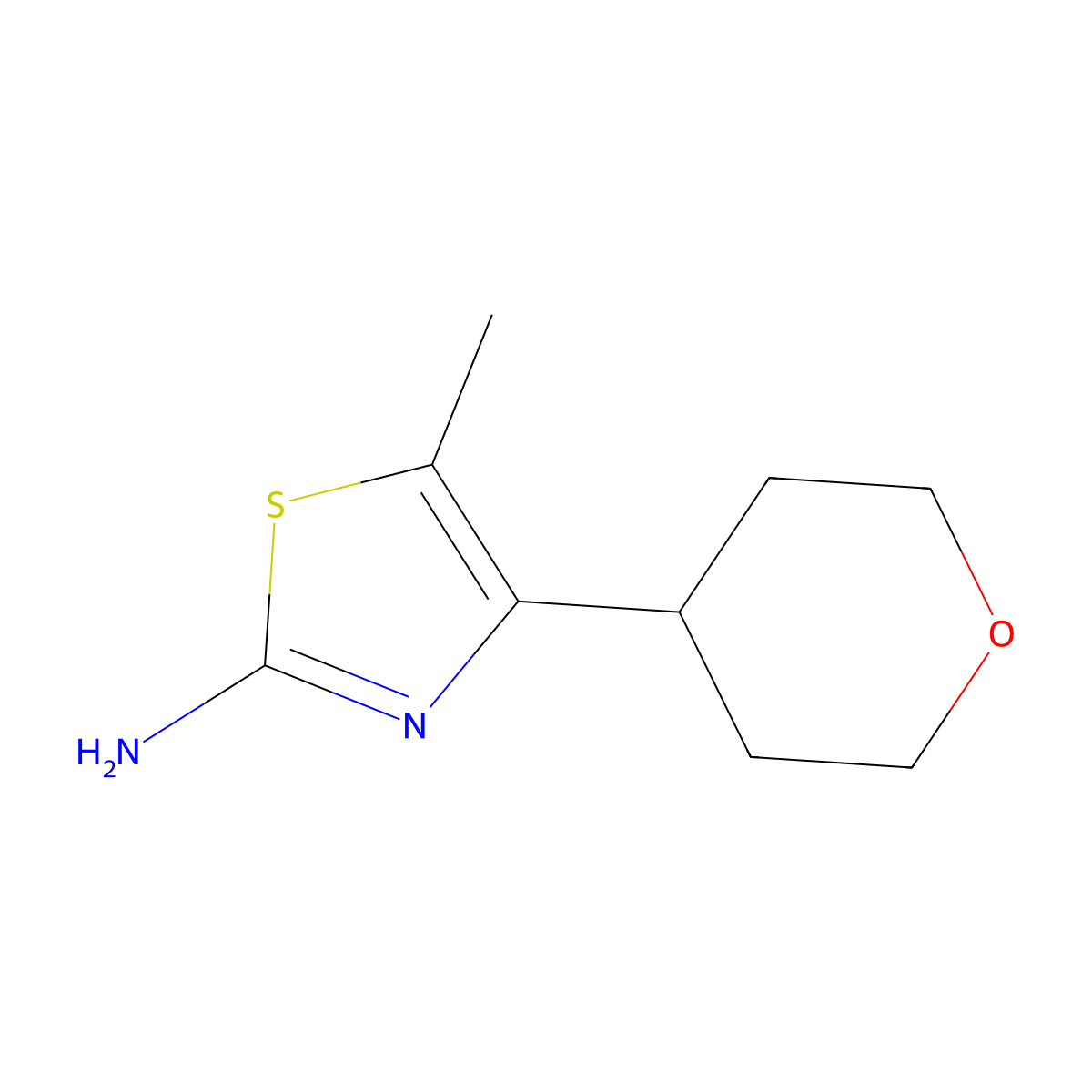 5-Methyl-4-(oxan-4-yl)-1,3-thiazol-2-amine molecular structure, CAS 1888919-43-4