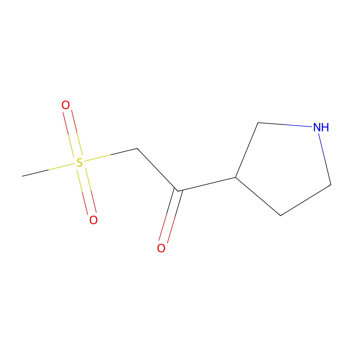 2-Methanesulfonyl-1-(pyrrolidin-3-yl)ethan-1-one molecular structure, CAS 1888930-33-3