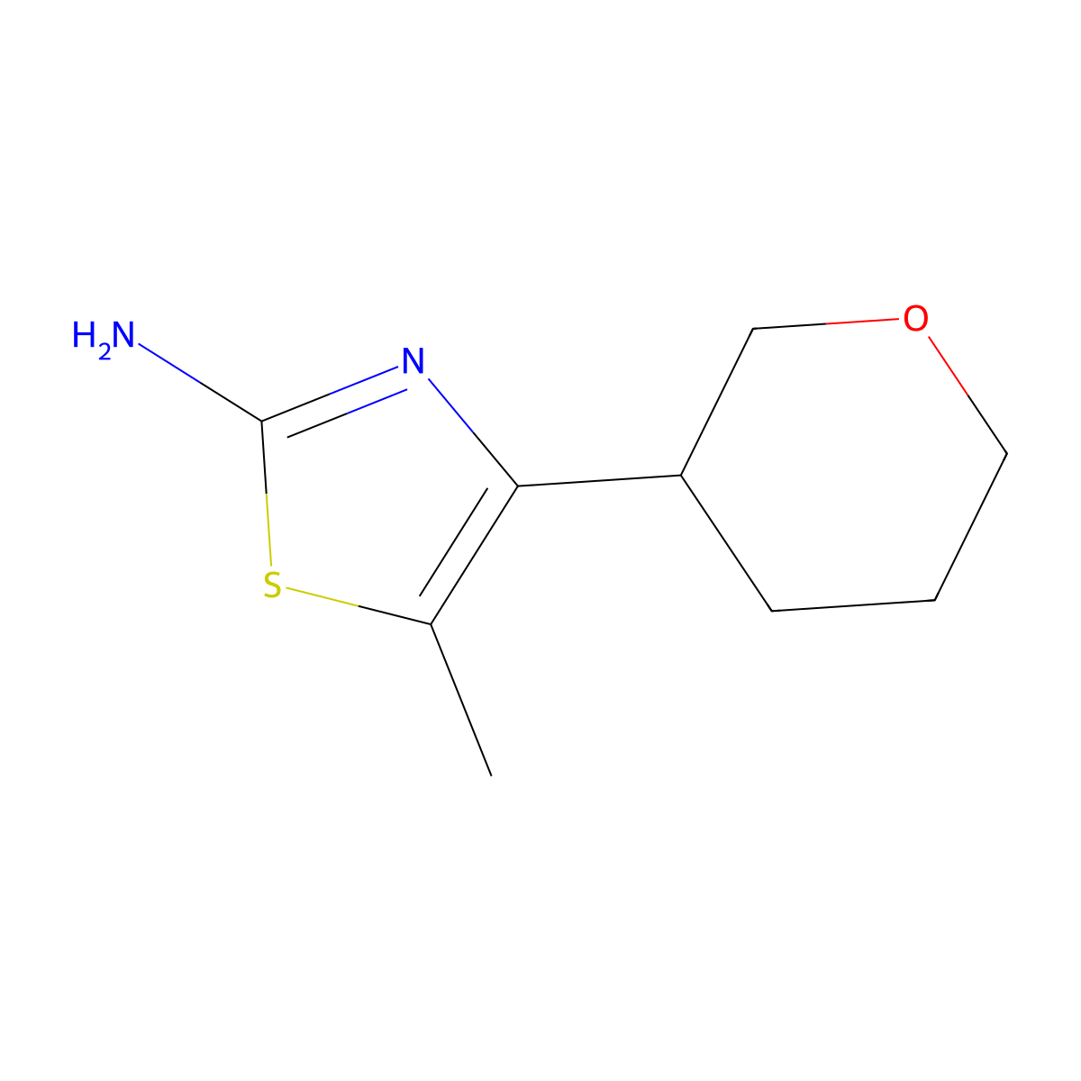 5-Methyl-4-(oxan-3-yl)-1,3-thiazol-2-amine molecular structure, CAS 1888950-69-3