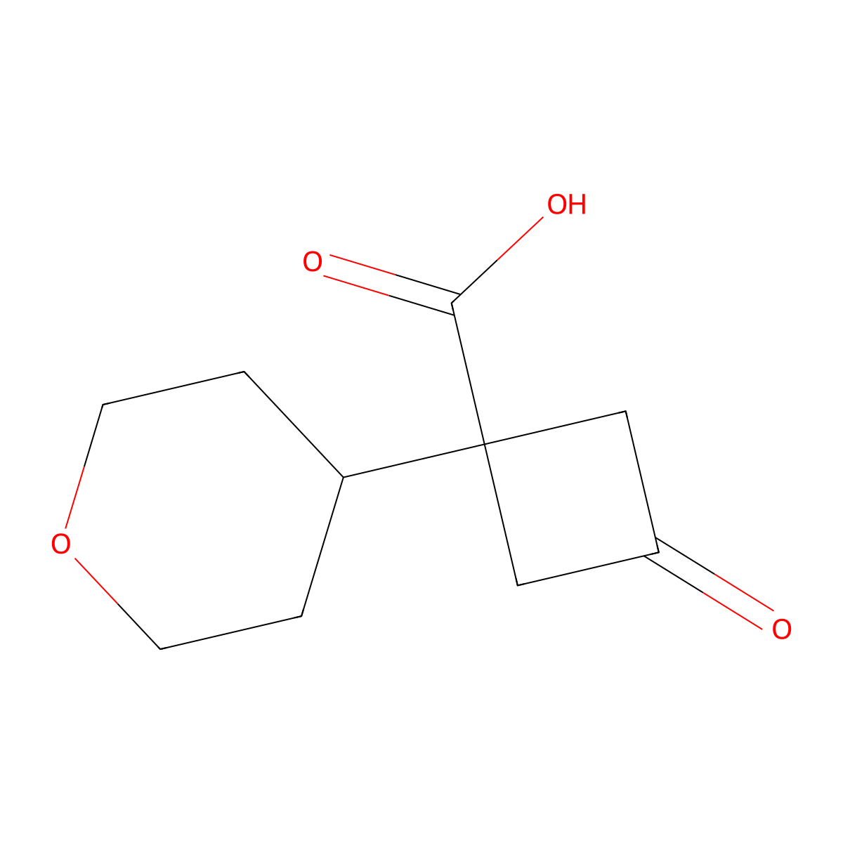 1-(Oxan-4-yl)-3-oxocyclobutane-1-carboxylicacid molecular structure, CAS 1888953-88-5