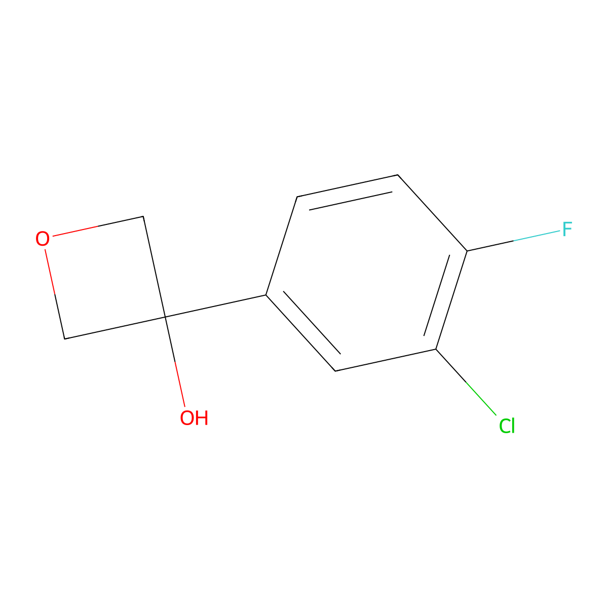 3-(3-Chloro-4-fluorophenyl)-3-oxetanol molecular structure, CAS 1888958-30-2