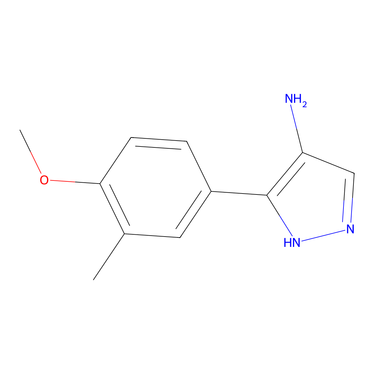 5-(4-methoxy-3-methylphenyl)-1H-pyrazol-4-amine molecular structure, CAS 1888969-46-7