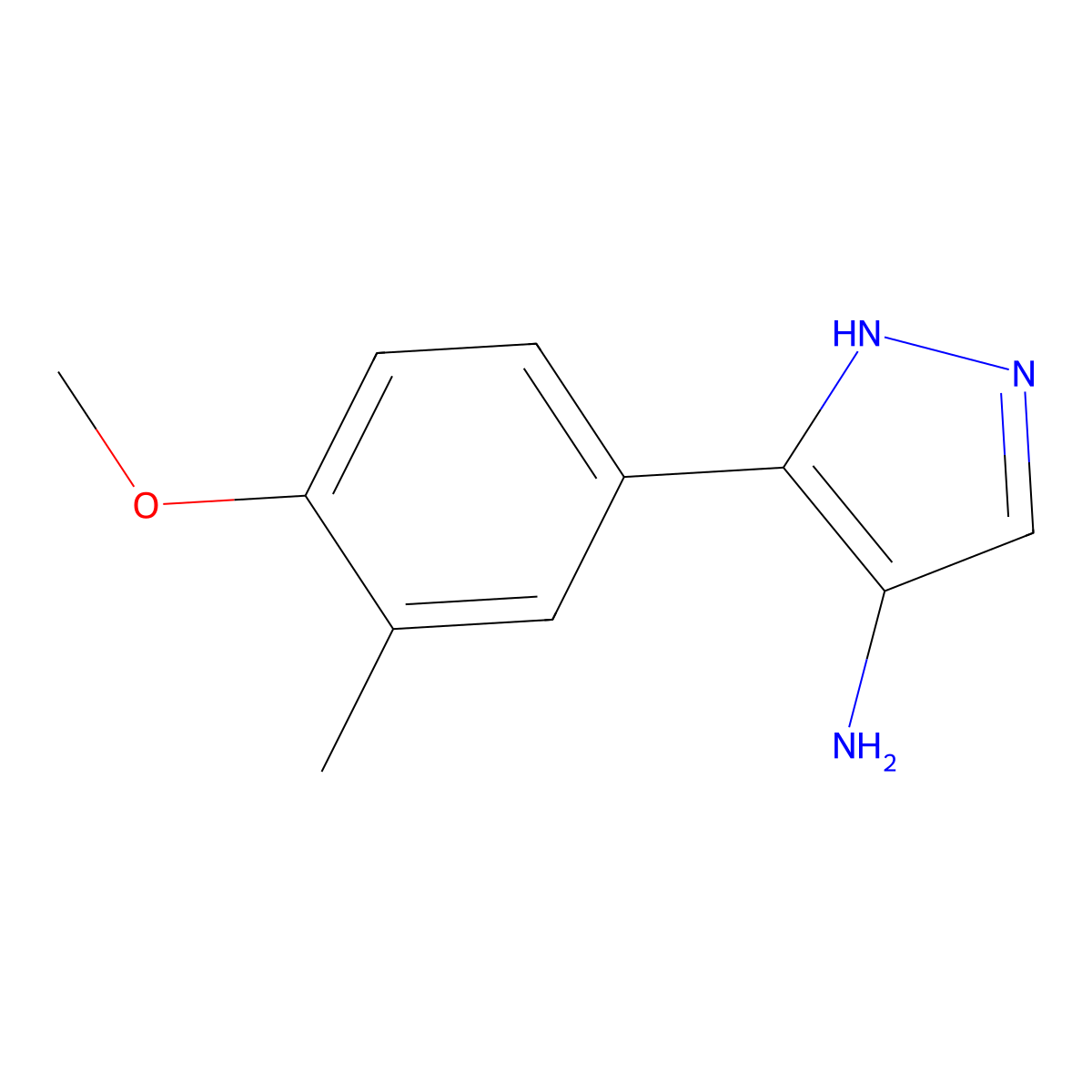 5-(4-methoxy-3-methylphenyl)-1H-pyrazol-4-amine molecular structure, CAS 1888969-46-7