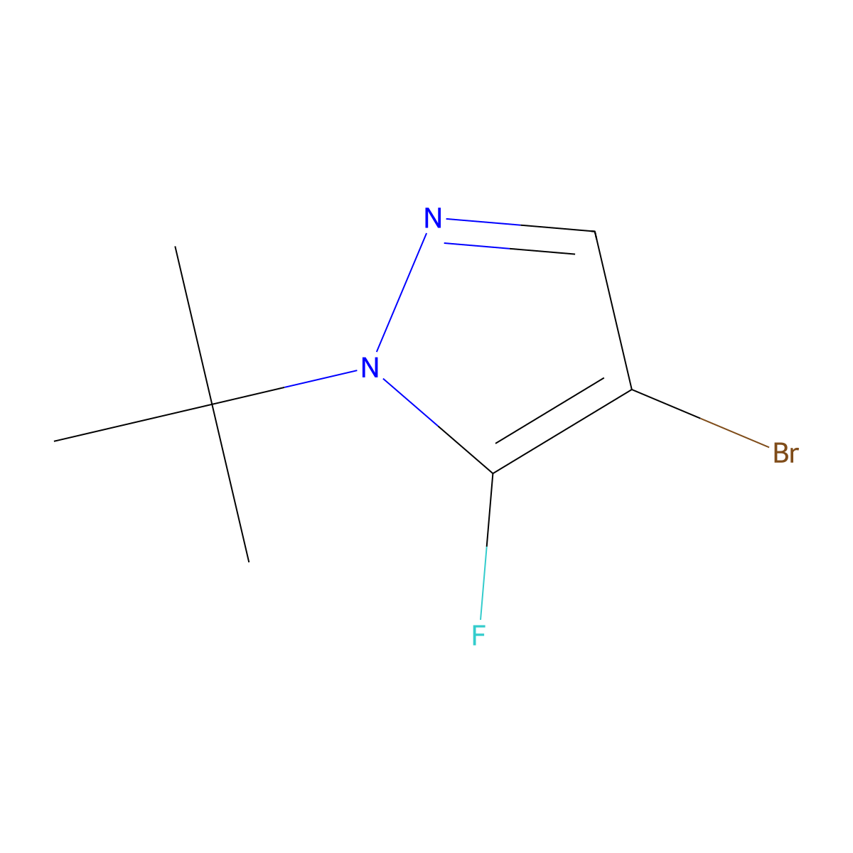 4-Bromo-1-(tert-butyl)-5-fluoro-1H-pyrazole molecular structure, CAS 1888990-55-3