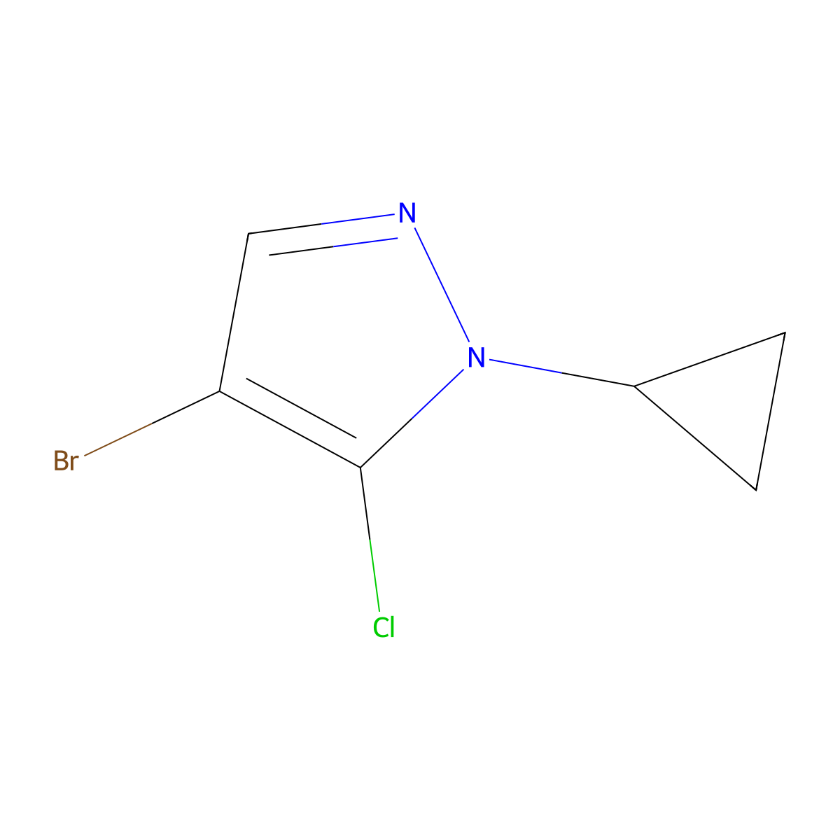 4-Bromo-5-chloro-1-cyclopropyl-1H-pyrazole molecular structure, CAS 1888992-05-9