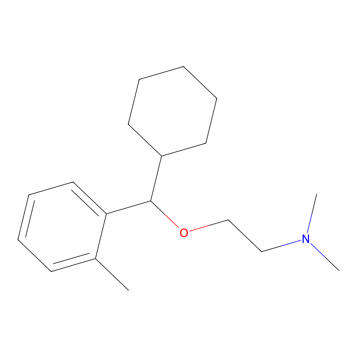 N-{2-[cyclohexyl(2-methylphenyl)methoxy]ethyl}-N,N-dimethylamine molecular structure, CAS 1889-40-3