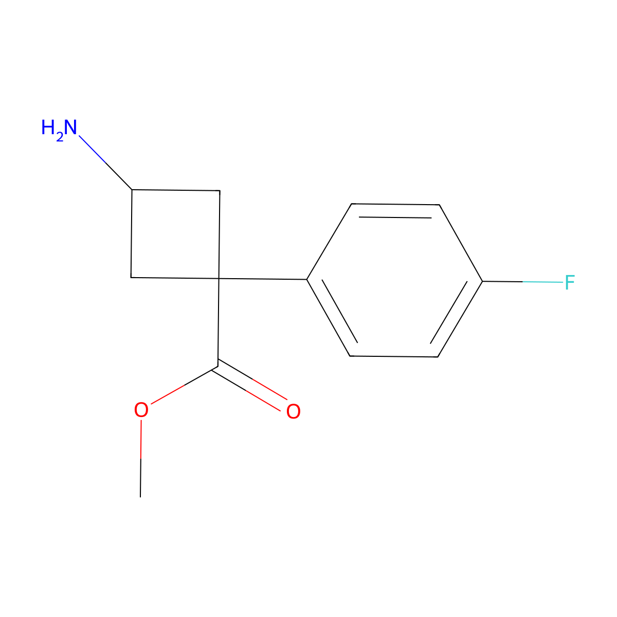Methyl3-amino-1-(4-fluorophenyl)cyclobutane-1-carboxylate molecular structure, CAS 1889011-16-8