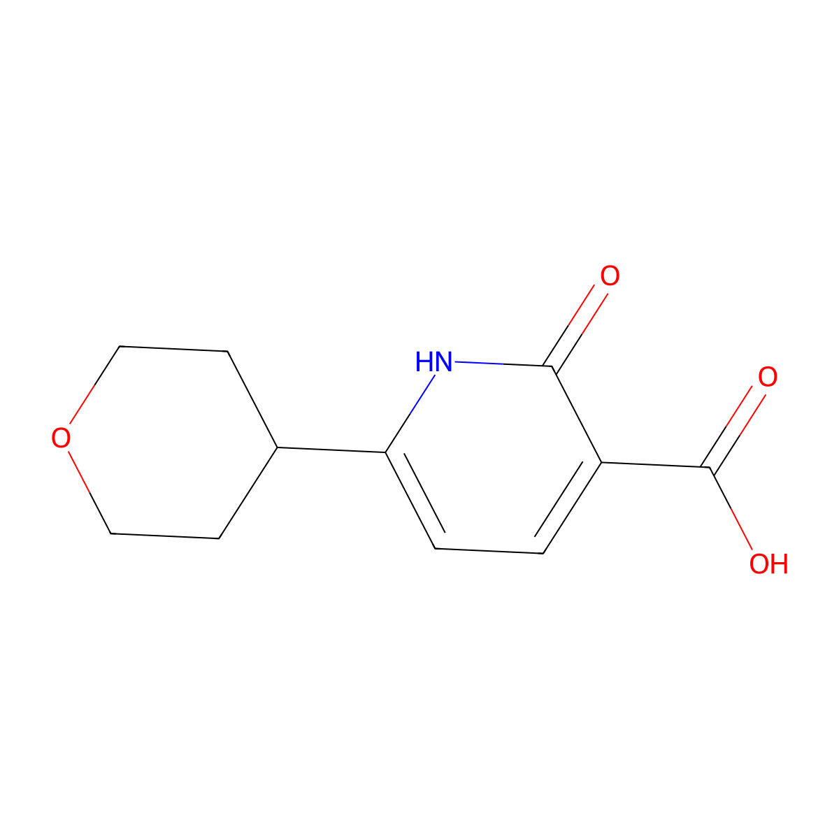 2-Hydroxy-6-(oxan-4-yl)pyridine-3-carboxylic acid molecular structure, CAS 1889021-92-4