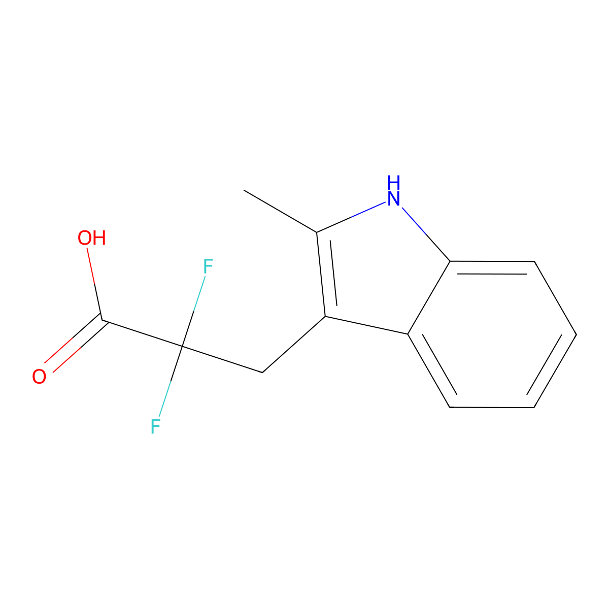 2,2-difluoro-3-(2-methyl-1H-indol-3-yl)propanoic acid molecular structure, CAS 1889024-64-9