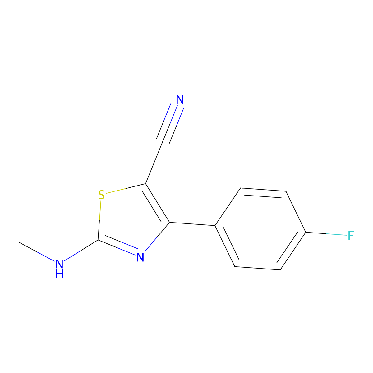 4-(4-Fluorophenyl)-2-(methylamino)thiazole-5-carbonitrile molecular structure, CAS 1889035-49-7