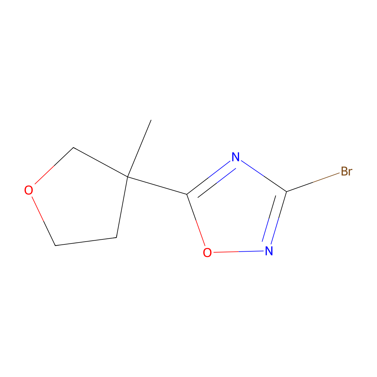 3-Bromo-5-(3-methyloxolan-3-yl)-1,2,4-oxadiazole molecular structure, CAS 1889037-59-5