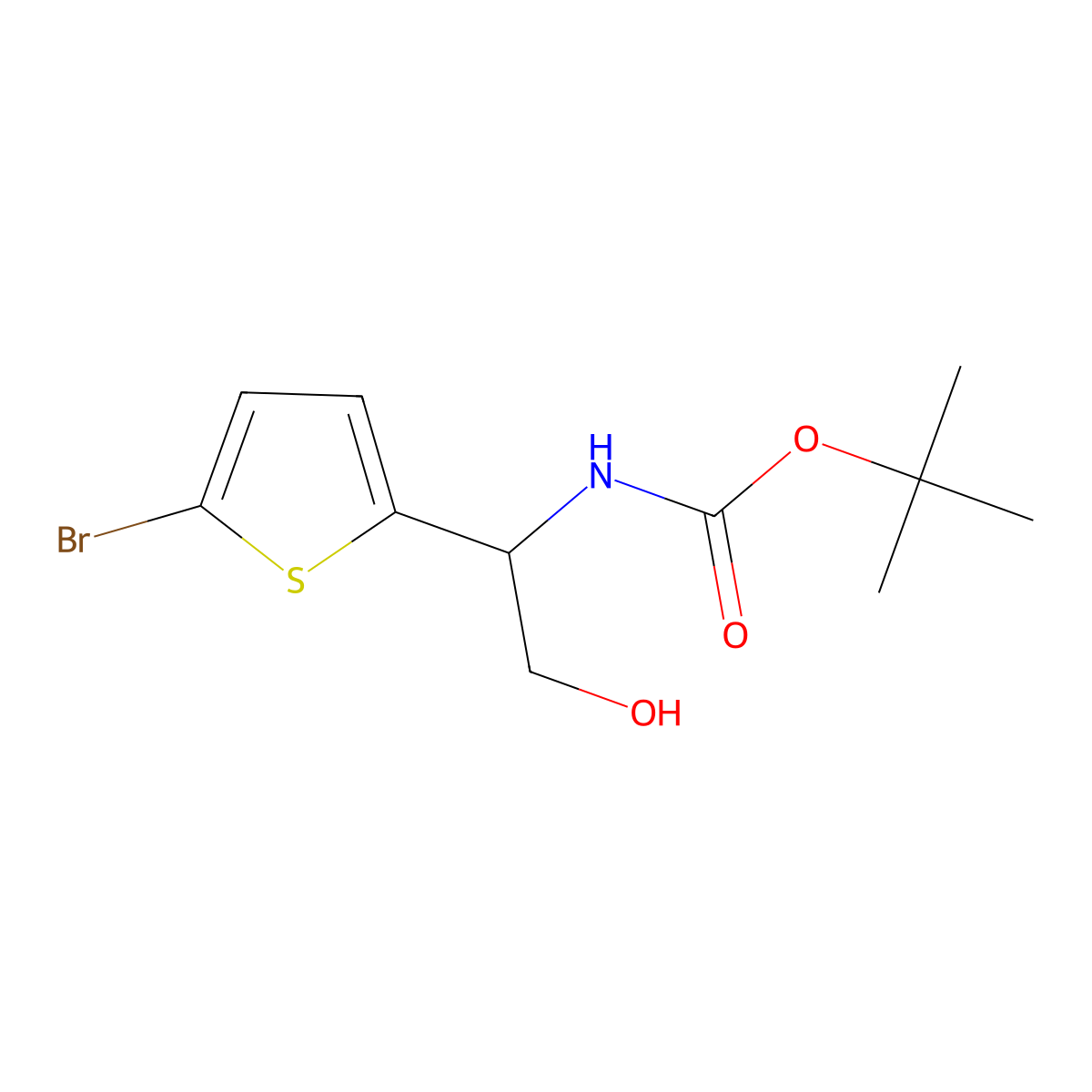 tert-Butyl (1-(5-bromothiophen-2-yl)-2-hydroxyethyl)carbamate molecular structure, CAS 1889076-44-1