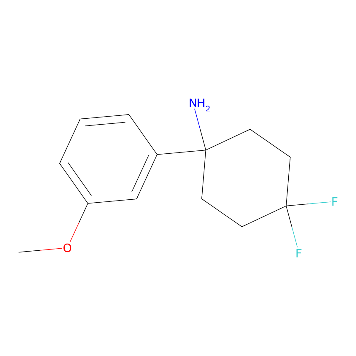 4,4-Difluoro-1-(3-methoxyphenyl)cyclohexan-1-amine molecular structure, CAS 1889079-80-4