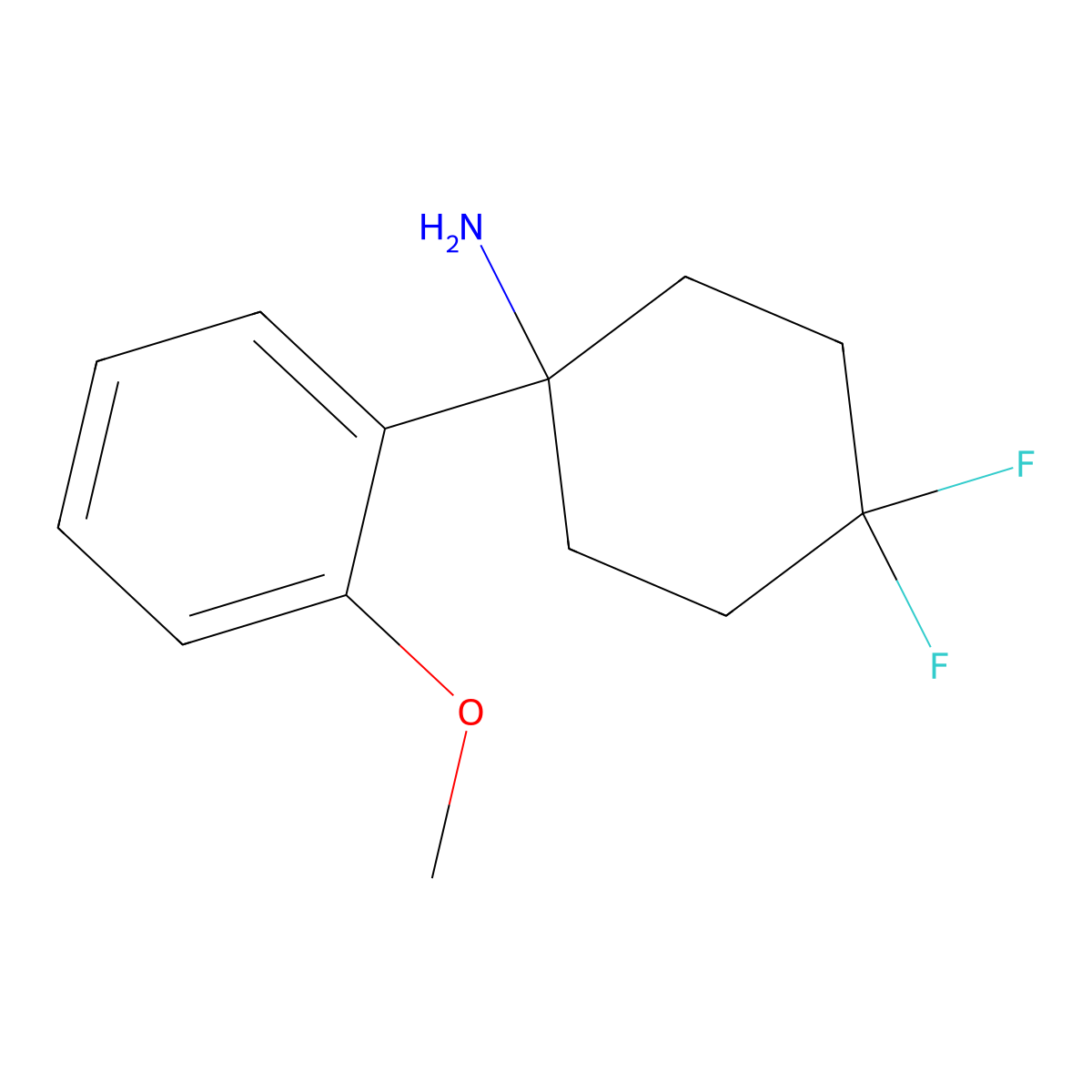 4,4-Difluoro-1-(2-methoxyphenyl)cyclohexan-1-amine molecular structure, CAS 1889079-85-9