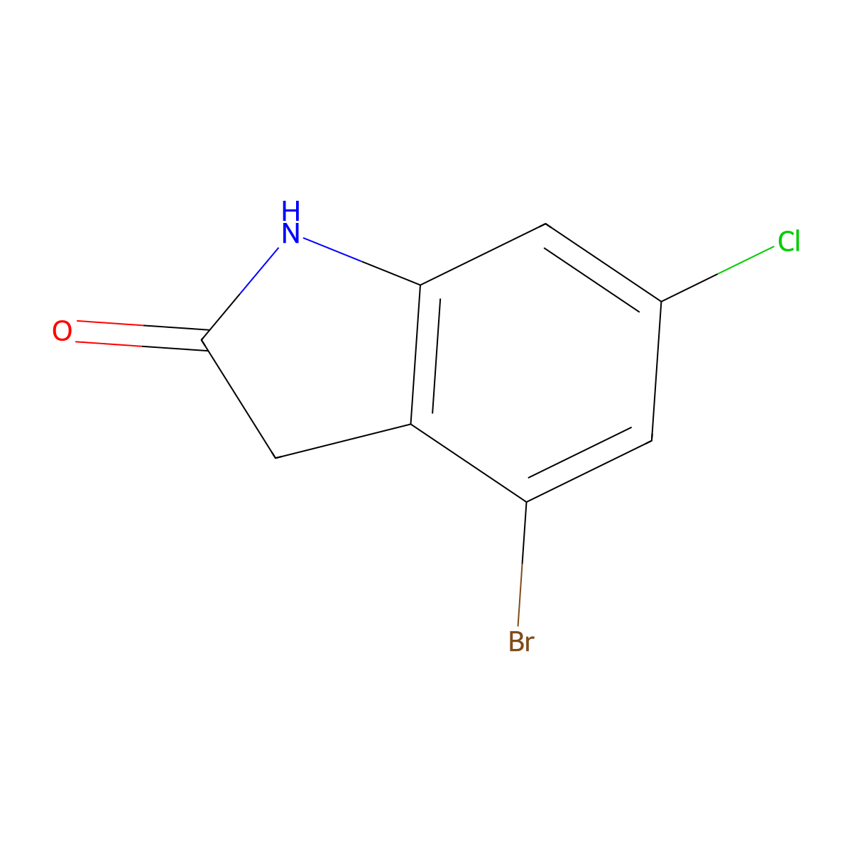 4-Bromo-6-chloroindolin-2-one molecular structure, CAS 1889089-88-6