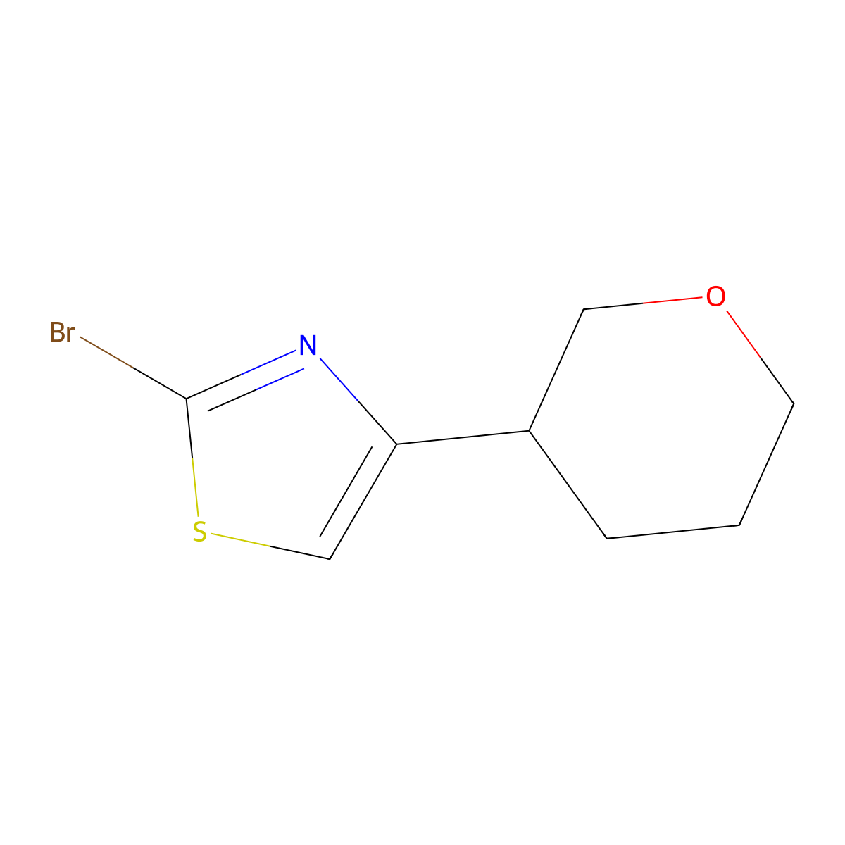 2-Bromo-4-(oxan-3-yl)-1,3-thiazole molecular structure, CAS 1889119-89-4