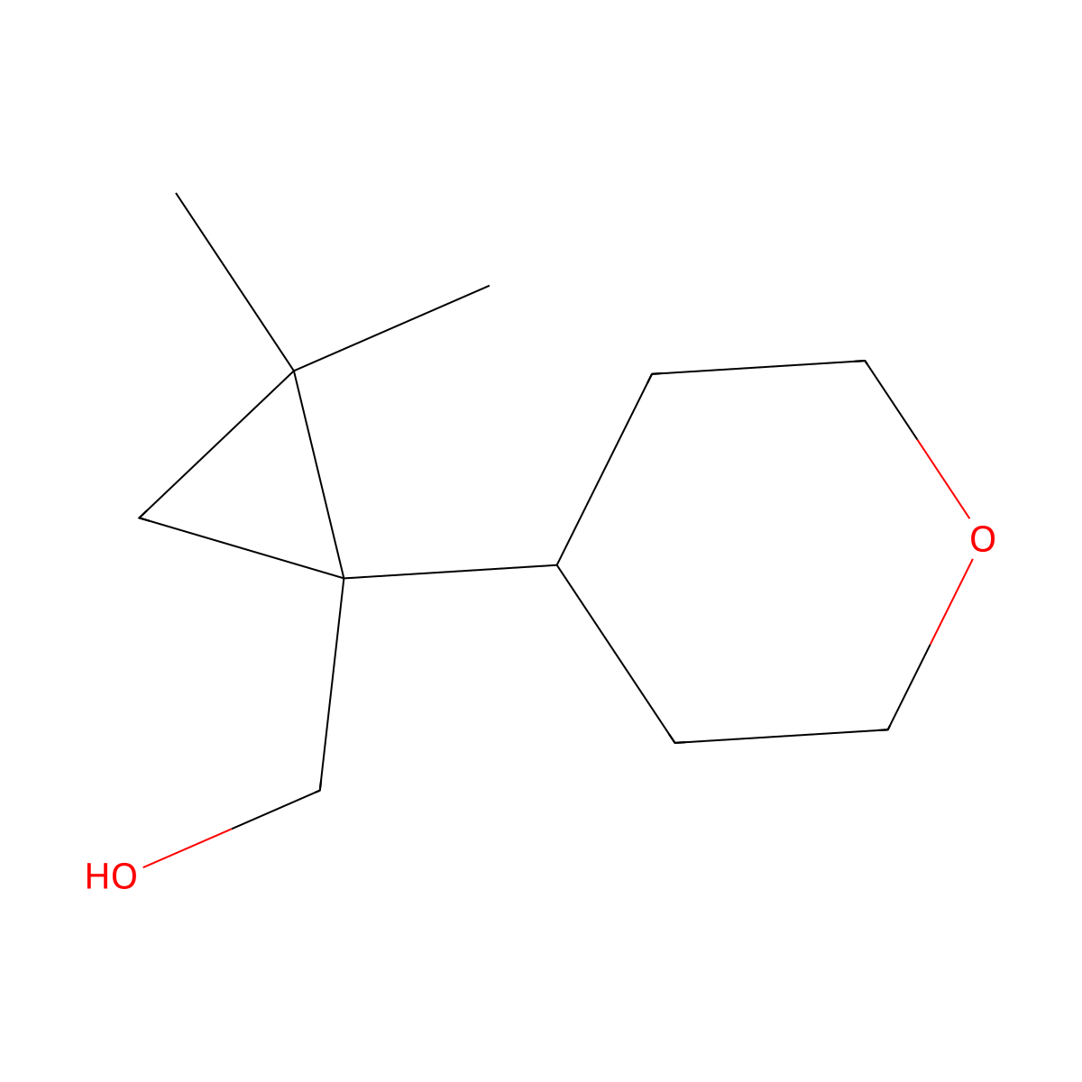 [2,2-Dimethyl-1-(oxan-4-yl)cyclopropyl]methanol molecular structure, CAS 1889123-14-1