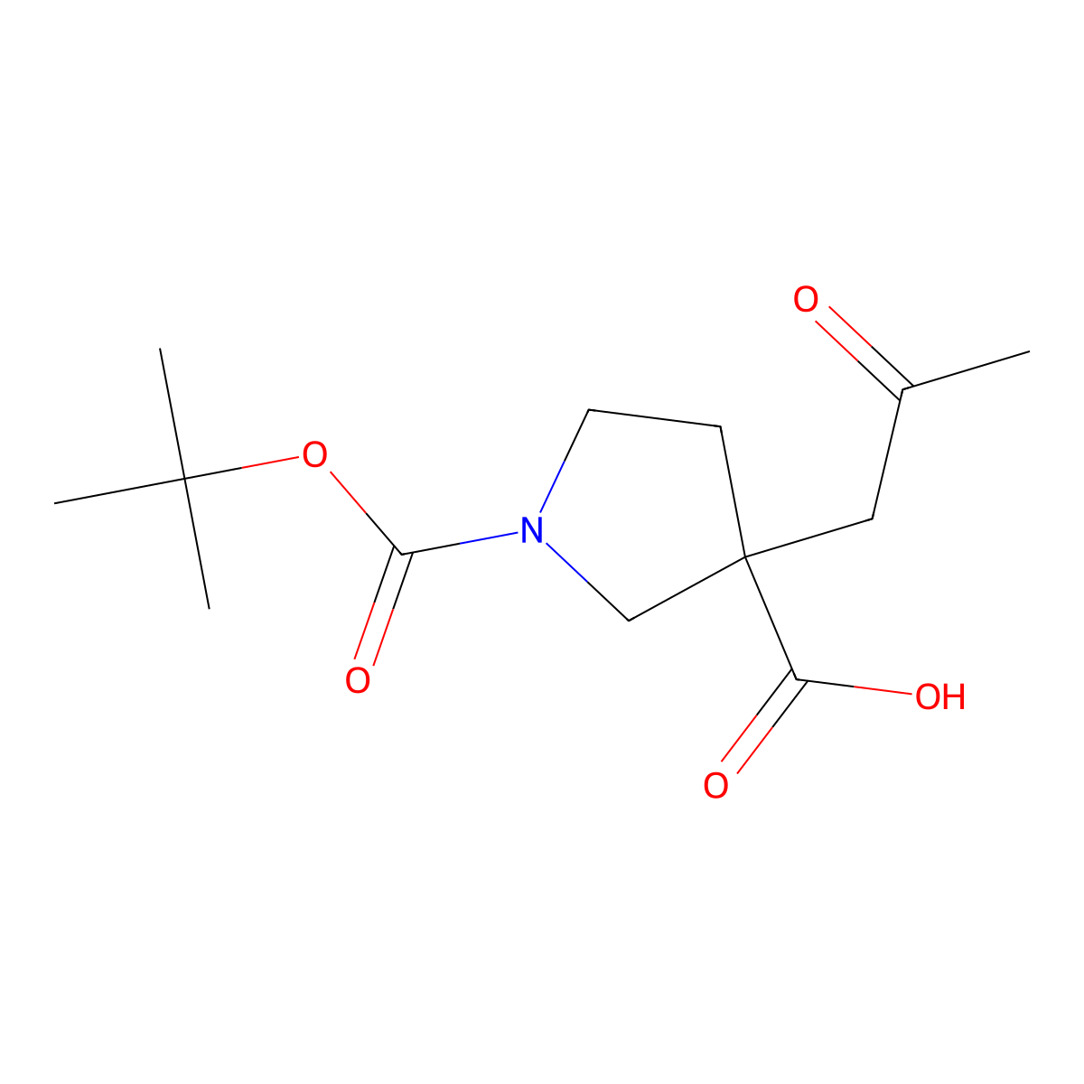 1-[(Tert-butoxy)carbonyl]-3-(2-oxopropyl)pyrrolidine-3-carboxylic acid molecular structure, CAS 1889136-24-6
