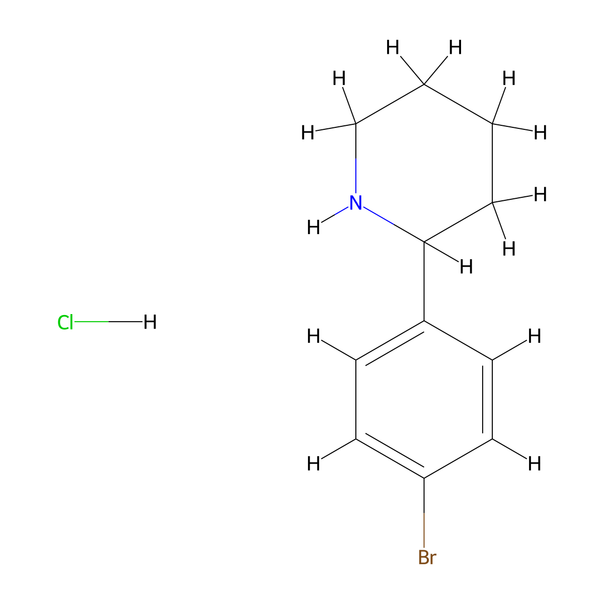 2-(4-Bromophenyl)piperidine hydrochloride molecular structure, CAS 1889137-82-9