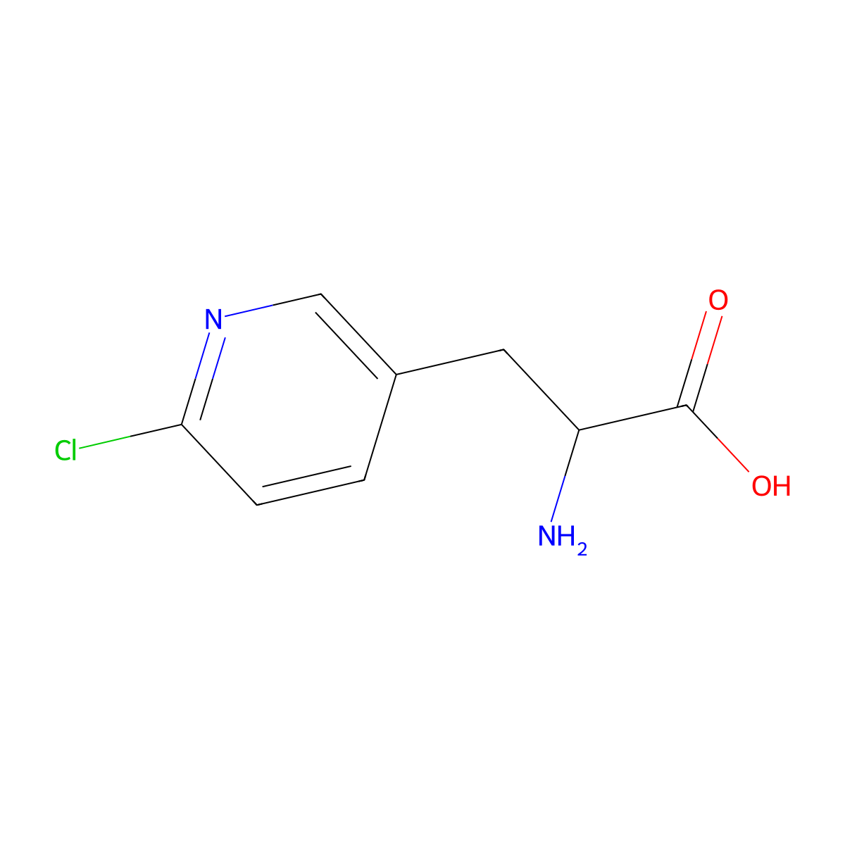 2-Amino-3-(6-chloropyridin-3-yl)propanoic acid molecular structure, CAS 188916-07-6