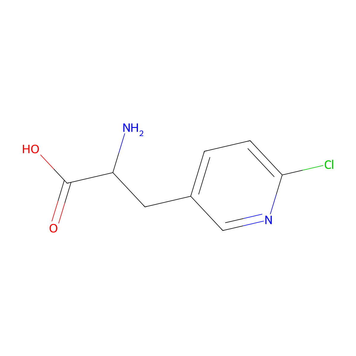 2-Amino-3-(6-chloropyridin-3-yl)propanoic acid molecular structure, CAS 188916-07-6