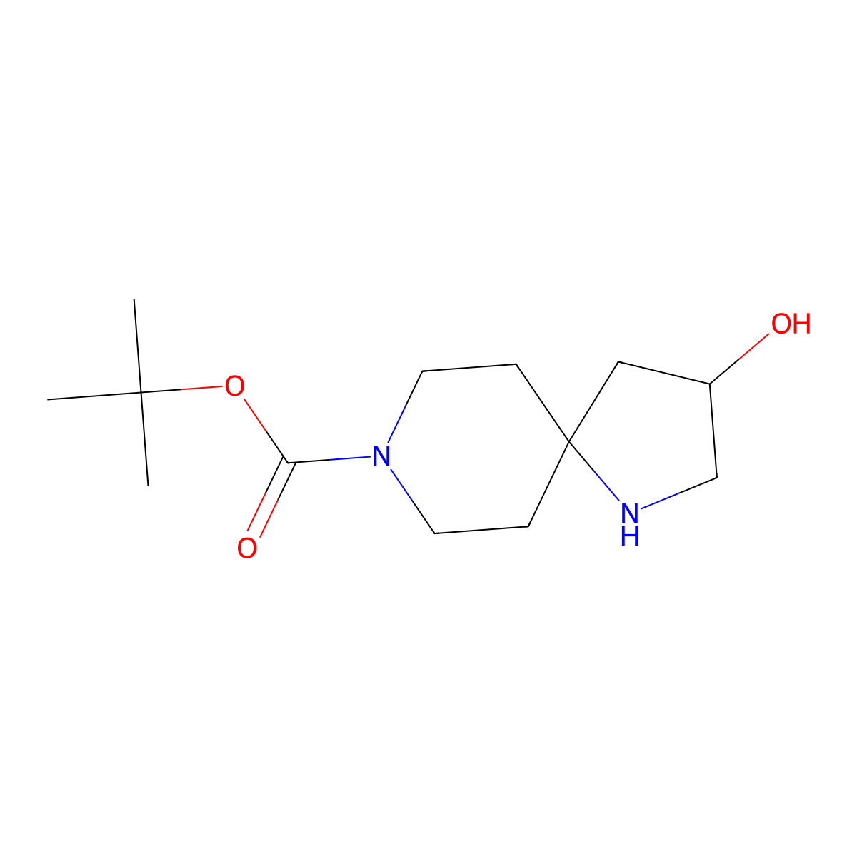 Tert-butyl 3-hydroxy-1,8-diazaspiro[4.5]decane-8-carboxylate molecular structure, CAS 1889166-57-7