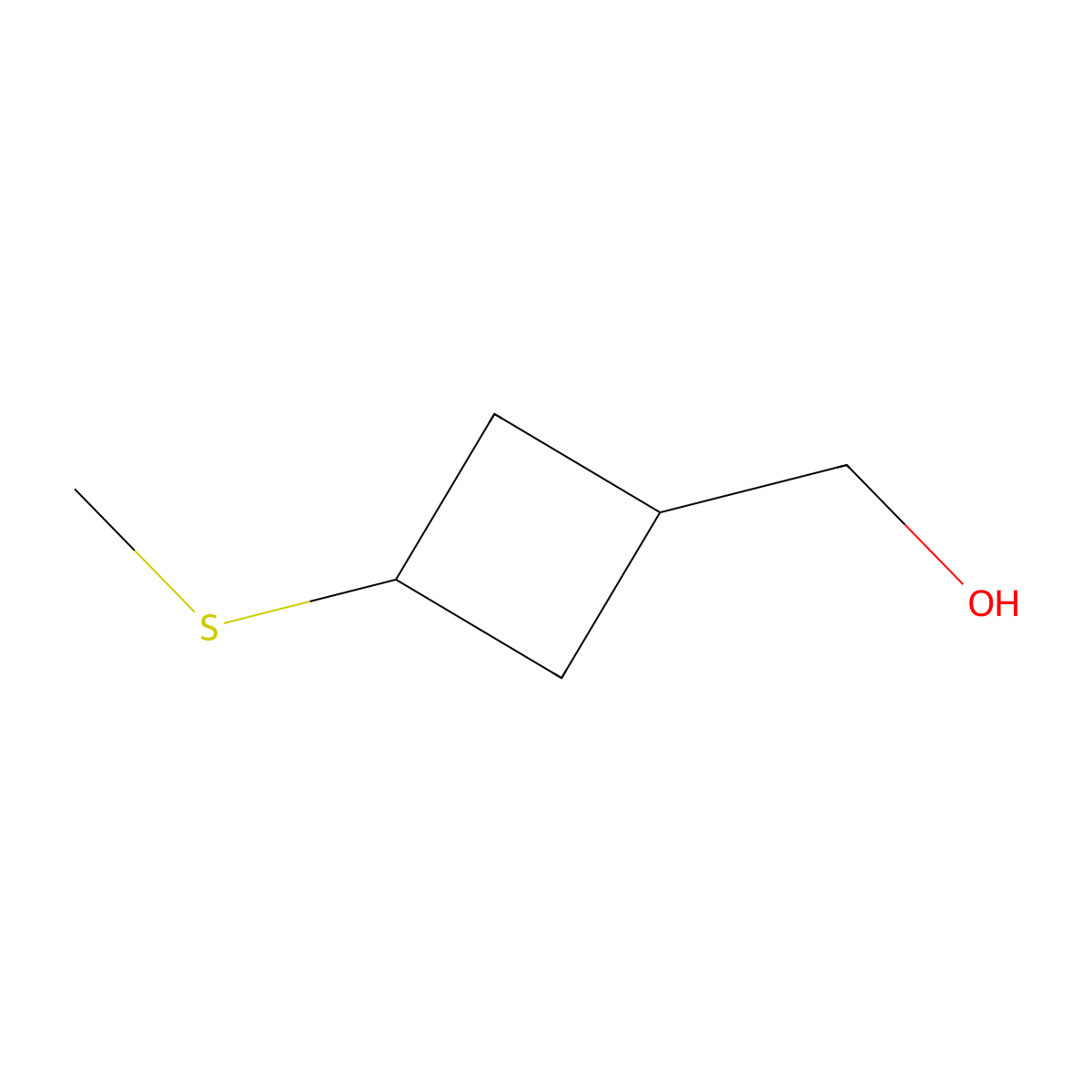(3-Methylsulfanylcyclobutyl)methanol molecular structure, CAS 1889175-74-9