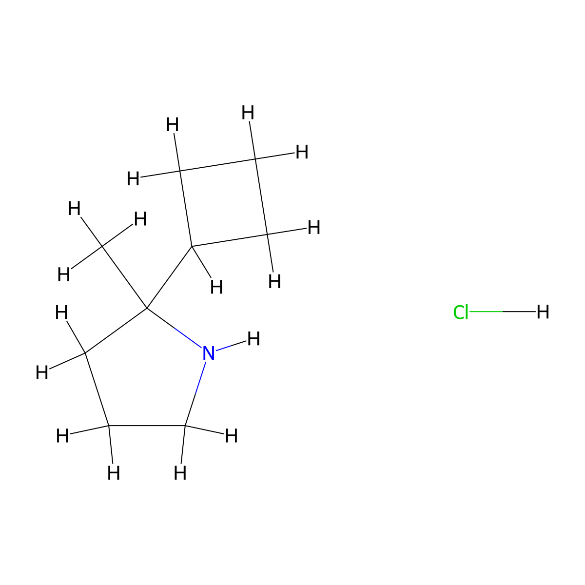 2-Cyclobutyl-2-methylpyrrolidine hydrochloride molecular structure, CAS 1889176-54-8