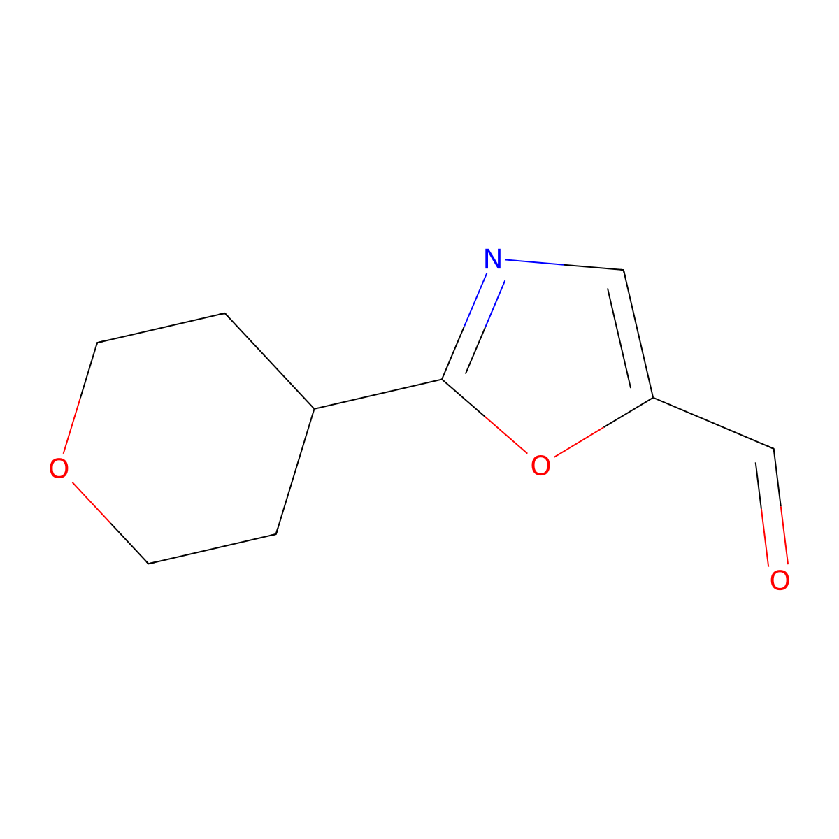 2-(Oxan-4-yl)-1,3-oxazole-5-carbaldehyde molecular structure, CAS 1889177-67-6
